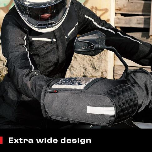 كمامات NoCry لعربات الثلج والدراجات النارية - أجهزة تدفئة اليد ATV للرياح ومقاومة للماء للحفاظ على دفء وجفاف اليدين - قفازات دراجة عريضة للغاية وقوية ومقاومة للتآكل للمقود - مقاس واحد يناسب الجميع in Kuwait