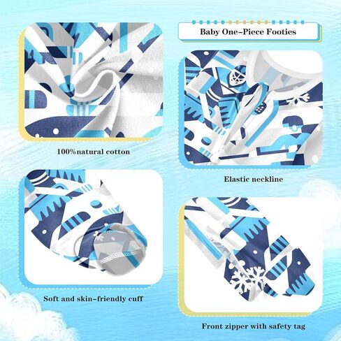 Dussdil Baby One-Piece Footies Newborn Rompers Pajamas Cotton Footed Pjs for Sleep Play Boys Girls in Kuwait