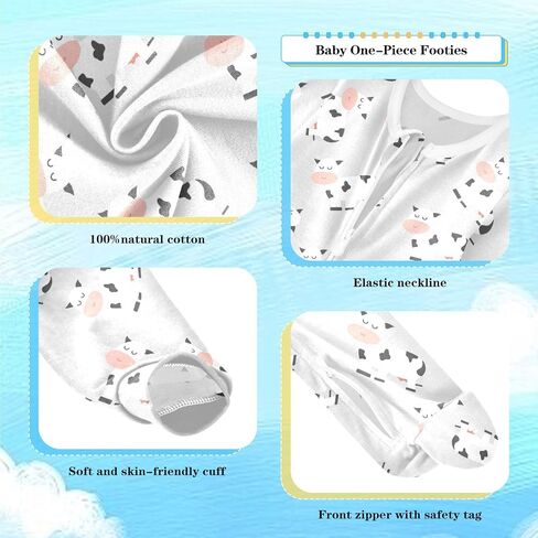 Dussdil Baby One-Piece Footies Newborn Rompers Pajamas Cotton Footed Pjs for Sleep Play Boys Girls in Kuwait