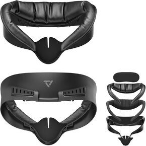 Upgraded Wider Face Cover Pad Compatible with Meta/Oculus Quest 3S Accessories, Comfort Facial Interface with Soft PU Cushion and Breathable Ice Silk Cotton