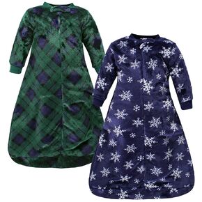 Hudson Baby Unisex Baby Plush Long-Sleeve Sleeping Bag, Sack, Wearable Blanket, Holly, 0-9 Months