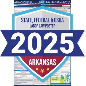 2024 Arkansas State and Federal Labor Laws Poster - OSHA Workplace Compliant Includes FLSA FMLA and EEOC Updates - All in One Required Compliance Posting 24" x 36" - Laminated (English)