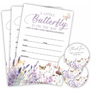 Autumn Bear Baby Shower Invitation Sets - Falling In Love - 20 Baby Shower Invitations With Envelopes & 20 Thank You Stickers For Gift Wrapping, Baby Announcement, Gender Reveal Party Supplies- E02