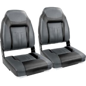 NORTHCAPTAIN S1 Deluxe High Back Folding Boat Seat,Stainless Steel Screws Included,Charcoal/Wine Red(2 Seats)