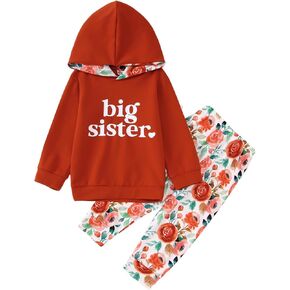 Big Sister Outfit Toddler Baby Girl Big Sis Hoodie Sweatshirt Floral Pants 2PC Sets Kids Cute Fall Winter Clothes in Kuwait