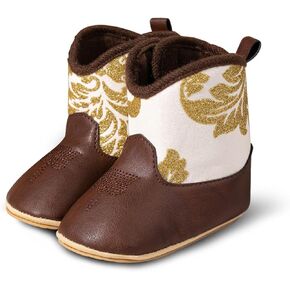 Baby Western Cowboy Boots Infant Boys Girls Non-Slip Soft Sole Booties Toddler Newborn First Walker Crib Shoes