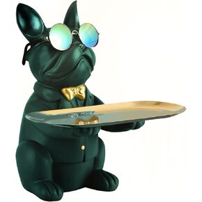 French Bulldog Statues for Home Decor,Cute Dog Statue with Tray French Bulldog Accessories & Gifts,Black Or Brown Sculptures Home Decor,Coin Piggy Bank Storage Tray(Brown) in Kuwait