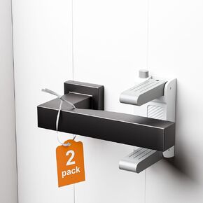 Lsnisni 2 Pack Door Lever Safety Lock, Child Proof Door Handle Lock, Baby Door Safety Set with Durable ABS 3M Adhesive, No Drilling Tools Required - Kids Safety Locks