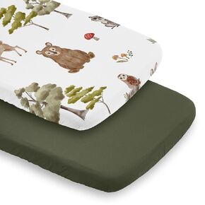 Sweet Jojo Designs Woodland Forest Animals Boy Girl Unisex/Gender Neutral Baby Bassinet Sheets Fitted Sheet Set Infant Newborn Nursery Oval Rectangle Hourglass Mattress 2p Animal Friends Watercolor