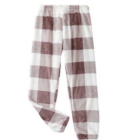 Verdusa Women's Buffalo Plaid Print Fuzzy Pajama Pants Loungewear Sleep Pants in Kuwait