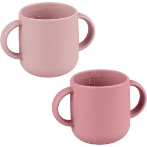 Pack of 2 Silicone Drinking Mug Cup for Toddlers Kids (Blush/Mauve)