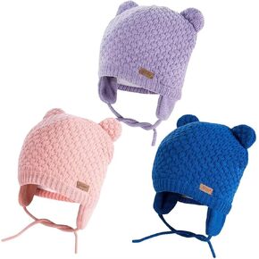 Winter Beanie Hat for Baby Kids Toddler Infant Newborn, Earflap Cute Warm Fleece Lind Knit Cap for Boys Girls