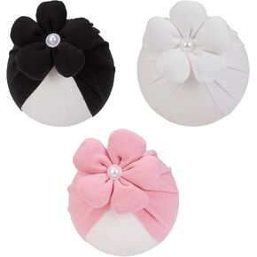KIDOCHEESE Baby Turban Hats Baby Girl Flower Cap Hats Knot Soft Cute Beanie for Newborn Infant Toddlers Kids in Kuwait