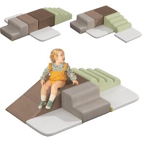 BanaSuper 6-Piece Kids Climbing Foam Blocks Playset - Soft Indoor Activity Toys for Toddlers, Gross Motor Development and Coordination (Warm)
