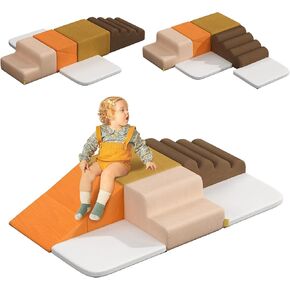 BanaSuper 6-Piece Kids Climbing Foam Blocks Playset - Soft Indoor Activity Toys for Toddlers, Gross Motor Development and Coordination (Warm)