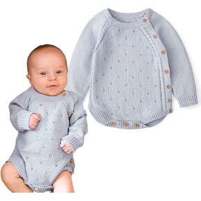 Simplee kids Baby Boys’ Girls’ Knitted Rompers Jumpsuits Long Sleeve Sweaters Onesie Bodysuits One Piece Outfits