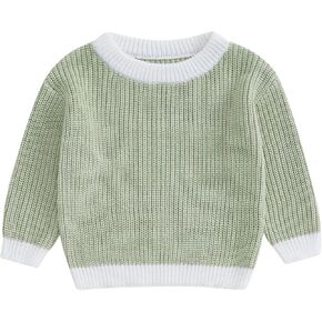 Toddler Baby Girls Boys Knit Sweater Long Sleeve Crewneck Pullover Sweatshirt Knitwear Fall Winter Clothes