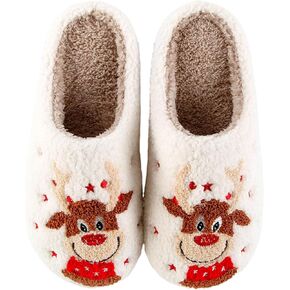 Christmas Slippers for Women Men Cute Cartoon Winter Plush Furry Funny Slippers Comfy Warm House Shoes
