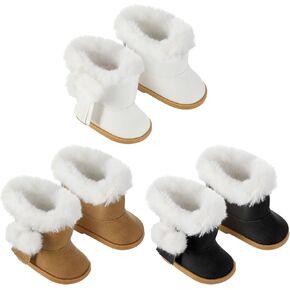 Bencailor 3 Pairs 18 Inch Doll Shoes Boots Dolls Snow Boots Accessories for 18 Inch(Black White Brown)