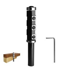 Flush Trim Router Bit 1/2'' Shank Top and Bottom Double Bearings Flush Trim Router Bit 3/4" Cutting Diameter 2.36" Cutting Length, Pattern Template Router Bit for Woodworking Trimming, 6pcs Inserts