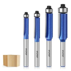 Flush Trim Router Bit 1/2 Inch Shank, Straight Flush Trim Router Bit for Woodworking, 3/8" Diameter