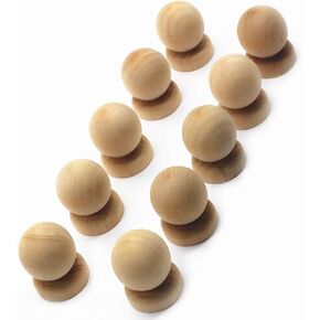 WEICHUAN 10PCS Ball with Base Shape Unfinished Wood Drawer Knobs Pulls Handles - Cabinet Furniture Drawer Knobs Pulls Handles (Diameter: 1-3/8 Inches Height: 1-3/4 Inch)