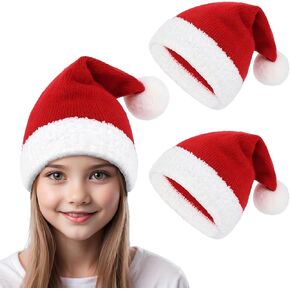 Durio 2Pcs Unisex Baby Christmas Hat Knit Baby Santa Hat for Infant Newborn Toddler Kid Boys Girls Xmas Winter Beanie Elf Hat