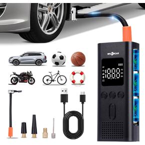 Tire Inflator Portable Air Compressor Air Pump 150 PSI Tire Inflator Accurate Pressure LCD Display with USB Charging LED Light for Motorcycle, Auto, Ball, Bicycle