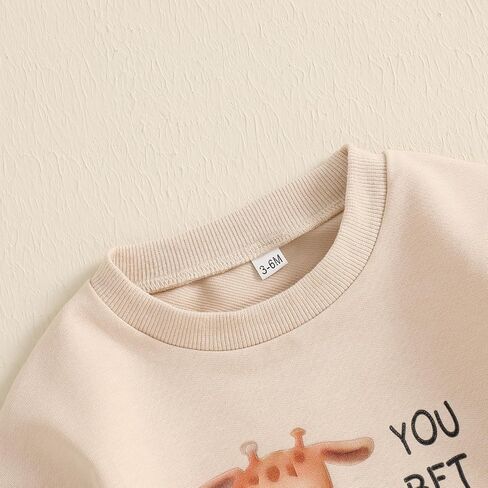 Canis Newborn Baby Boys Girls You Bet Giraffe I'm Cute Long Sleeve Sweatshirt Romper Infant Giraffe Oversized Bodysuit in Saudi Arabia