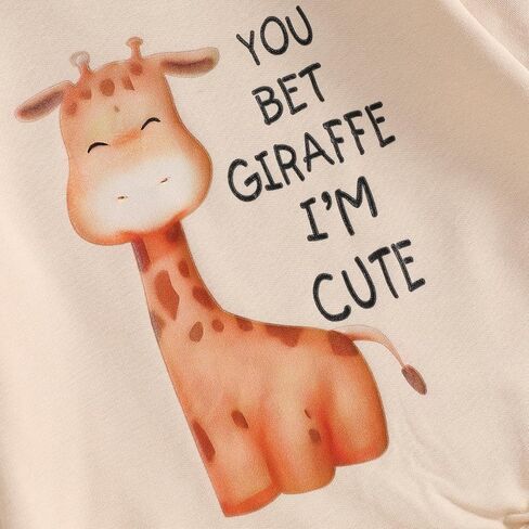 Canis Newborn Baby Boys Girls You Bet Giraffe I'm Cute Long Sleeve Sweatshirt Romper Infant Giraffe Oversized Bodysuit in Saudi Arabia