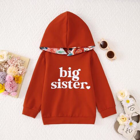Big Sister Outfit Toddler Baby Girl Big Sis Hoodie Sweatshirt Floral Pants 2PC Sets Kids Cute Fall Winter Clothes in Kuwait