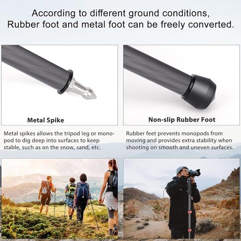 Koolehaoda Monopod for Camera Carbon Fiber Photography Monopod Unipod Stick 65" Lightweight & Compact Travel Monopod for DSLR Canon Nikon Sony Video Camcorder, Easy to Carry (MP-285EC) in Saudi Arabia