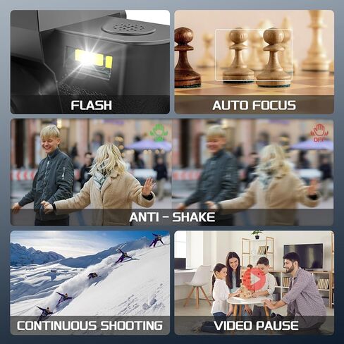 كاميرات NBD الرقمية 4K للتصوير الفوتوغرافي - كاميرا تصوير فوتوغرافي للسفر ومدونات فيديو على YouTube بدقة 48 ميجابكسل مع ميكروفون، تكبير رقمي 16X، حامل جلدي وحزام، بطاقة SD 32 جيجابايت وعدسة ماكرو واسعة الزاوية-S100-DPT in Kuwait