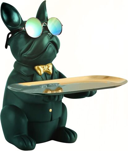 French Bulldog Statues for Home Decor,Cute Dog Statue with Tray French Bulldog Accessories & Gifts,Black Or Brown Sculptures Home Decor,Coin Piggy Bank Storage Tray(Brown) in Kuwait