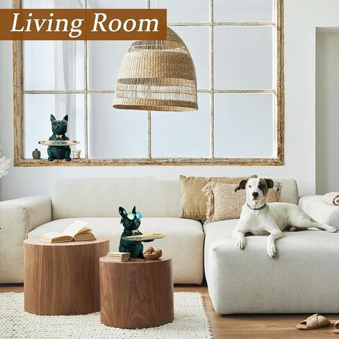 French Bulldog Statues for Home Decor,Cute Dog Statue with Tray French Bulldog Accessories & Gifts,Black Or Brown Sculptures Home Decor,Coin Piggy Bank Storage Tray(Brown) in Kuwait