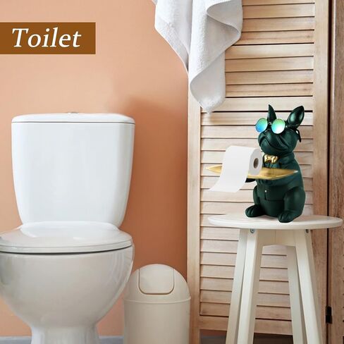 French Bulldog Statues for Home Decor,Cute Dog Statue with Tray French Bulldog Accessories & Gifts,Black Or Brown Sculptures Home Decor,Coin Piggy Bank Storage Tray(Brown) in Kuwait