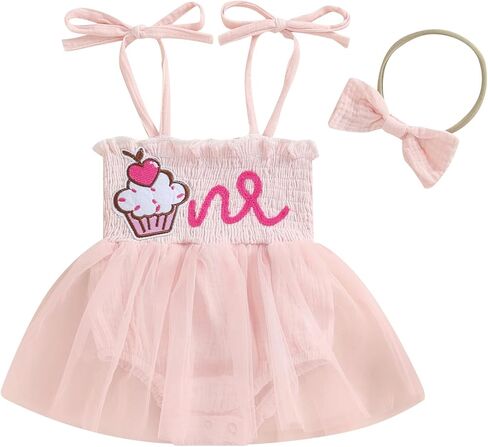 1-st Birthday Outfit Girl Baby First Birthday Cake Smash Dress Tutu Romper Sweet Berry One Year Old Outfits in Kuwait