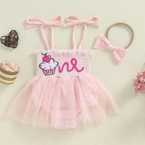 1-st Birthday Outfit Girl Baby First Birthday Cake Smash Dress Tutu Romper Sweet Berry One Year Old Outfits in Kuwait