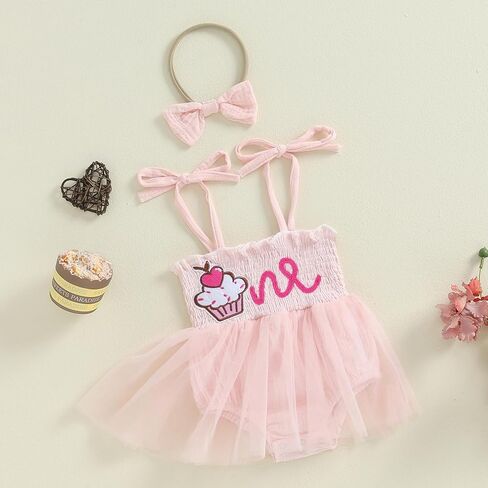 1-st Birthday Outfit Girl Baby First Birthday Cake Smash Dress Tutu Romper Sweet Berry One Year Old Outfits in Kuwait