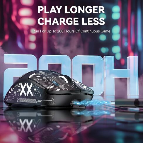 MANBASNAKE Attack Shark X3MAX 49g Wireless Supelight Mouse, BT/2.4G Wireless/Wired Gaming Mouse, PAW3950 42K DPI Optical Sensor, 200h Battery, Programmable Mouse for PC/Mac (White) in Saudi Arabia