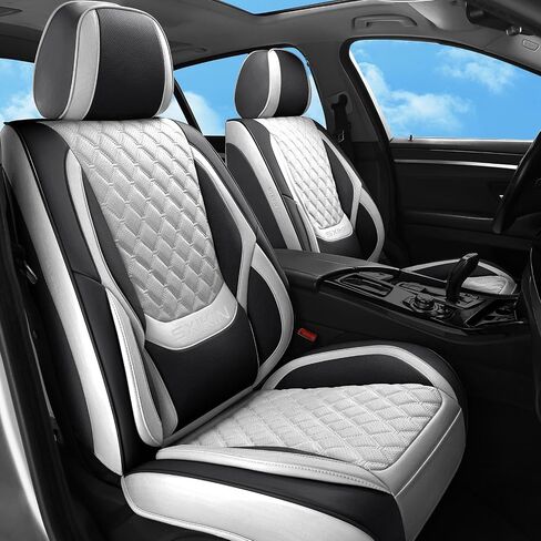 Car Seat Covers Full Set Beige, Luxury Faux Leather Car Seat Covers Waterproof Non-Slip Seat Protector Universal Fit for Most Cars SUVs Trucks Pick-ups,Car Accessories for Front Seats and Back in Saudi Arabia