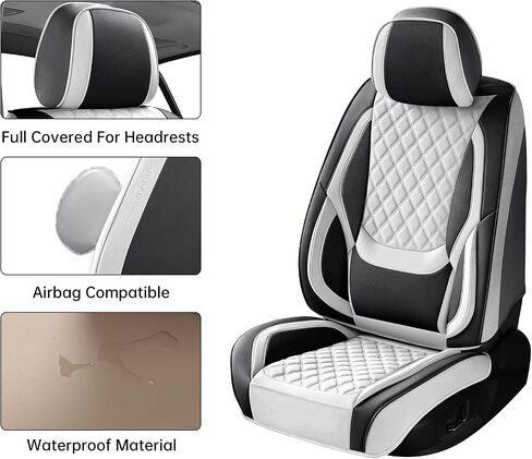 Car Seat Covers Full Set Beige, Luxury Faux Leather Car Seat Covers Waterproof Non-Slip Seat Protector Universal Fit for Most Cars SUVs Trucks Pick-ups,Car Accessories for Front Seats and Back in Saudi Arabia
