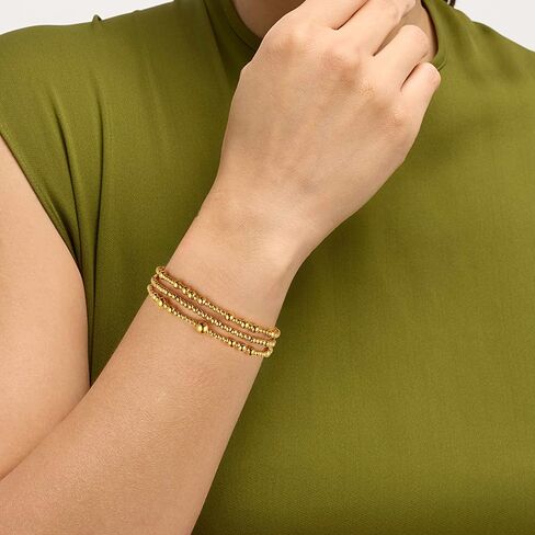 Non Tarnish Gold Bracelet For Women Gold Beaded Bracelets Stack Dainty Waterproof Small Beads Ball Bracelets Set 18K Gold Filled Stretch Layered Bracelets Trendy Jewelry Gift in Saudi Arabia
