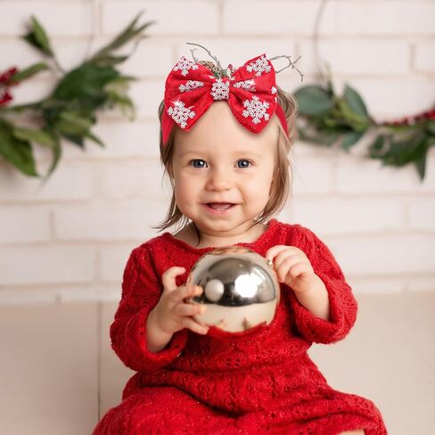 Christmas Hair Bows for Girls Red Green White Glitter Headbands Nylon Sequins Headband Bows Infant Toddler Christmas Hair Accessories in Kuwait