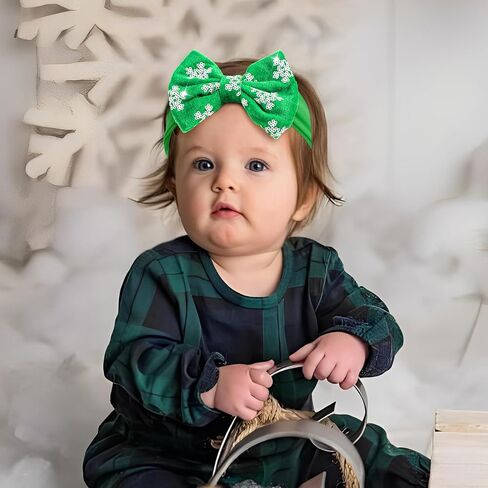 Christmas Hair Bows for Girls Red Green White Glitter Headbands Nylon Sequins Headband Bows Infant Toddler Christmas Hair Accessories in Kuwait
