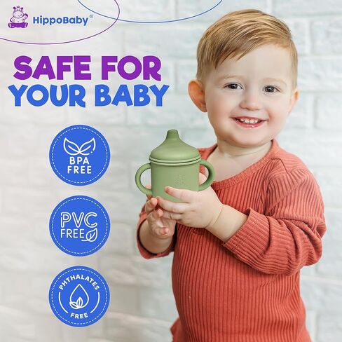 كوب السيليكون الانتقالي للأطفال بعمر 6 أشهر فما فوق | تتضمن كوبًا واحدًا للأطفال الصغار مزودًا بماصة وكوبًا مضادًا للانسكاب للأطفال بمقابض بسعة 5 أونصة| أكواب سيليكون للأطفال | مثالية لفطام الطفل (الخريف/النعناع، ​​5 أونصة) in Kuwait
