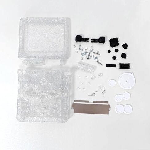 Hzxkqmil Replacement Full Shell Housing Case for Game Boy Advance SP GBA SP Console, High Quality Transparent Cover with Buttons Screws Kit + Screwdrivers Repair Tools (Clear Sparkle) in Saudi Arabia