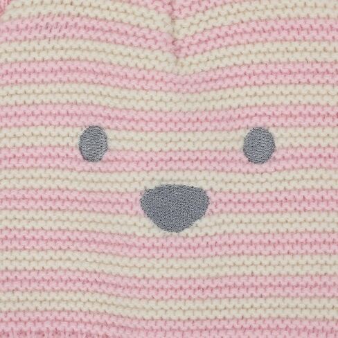 Little Me Cute Pink Striped Bear Newborn/Infant Beanie and Mittens Set in Saudi Arabia