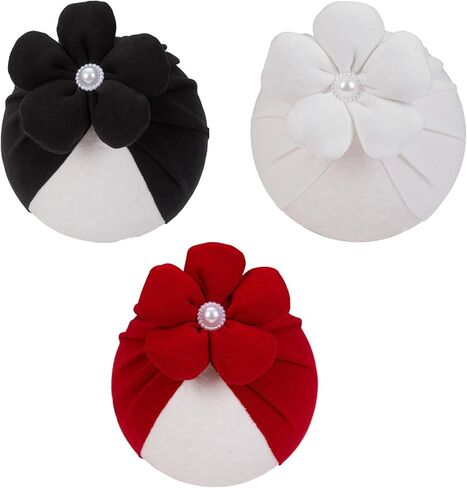 KIDOCHEESE Baby Turban Hats Baby Girl Flower Cap Hats Knot Soft Cute Beanie for Newborn Infant Toddlers Kids in Kuwait