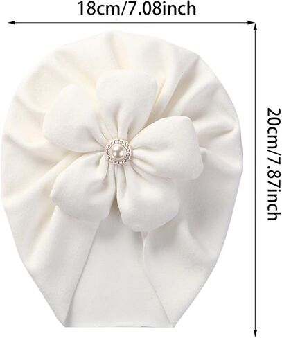 KIDOCHEESE Baby Turban Hats Baby Girl Flower Cap Hats Knot Soft Cute Beanie for Newborn Infant Toddlers Kids in Kuwait
